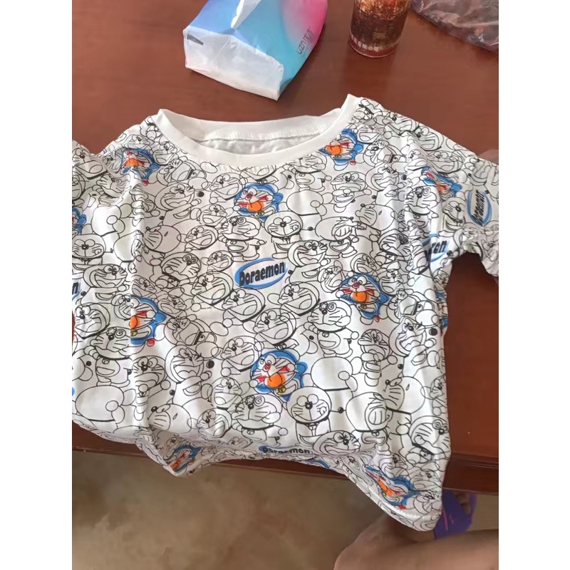 Áo thun trắng hoạ tiết Doraemon cho bé gái & bé trai  N01240