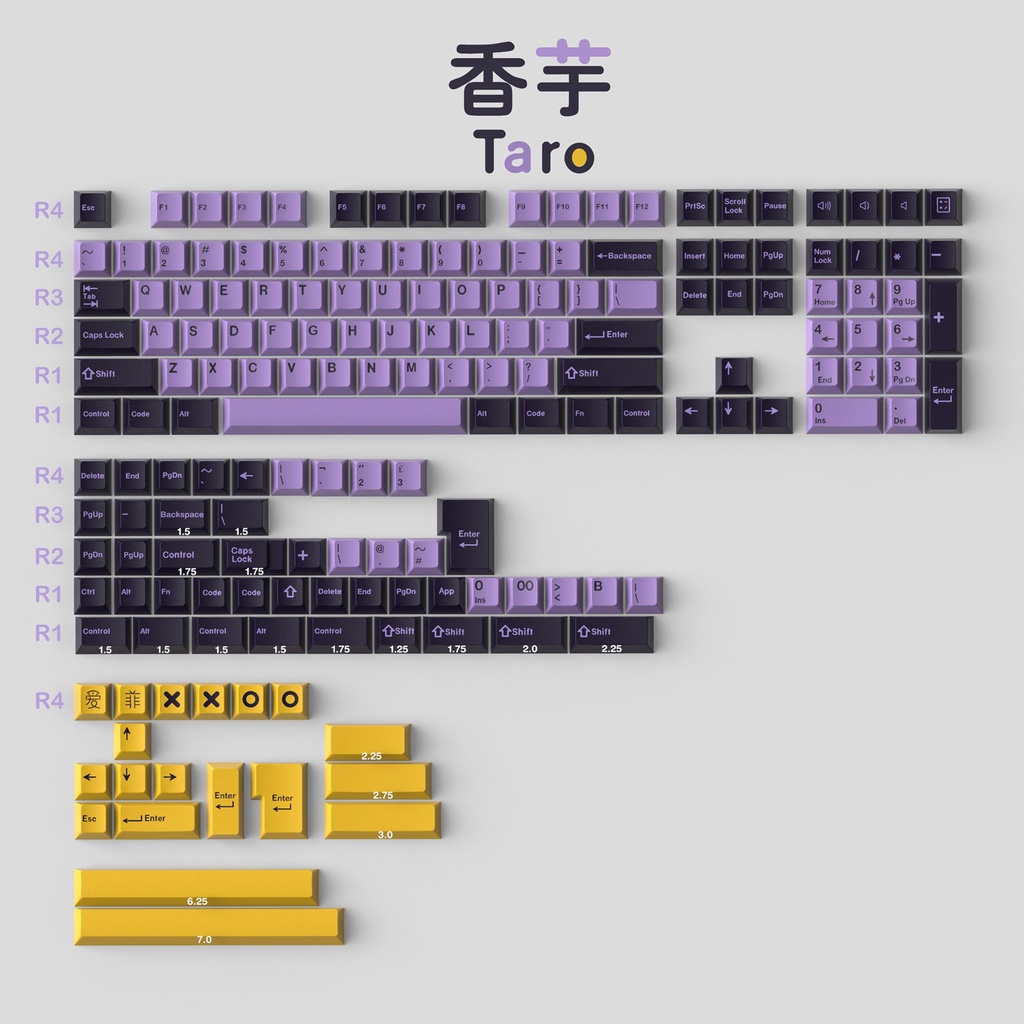Phím thay thế 173 phím Keycap GMK Taro cho bàn phím cơ 64/87/104/980.etc