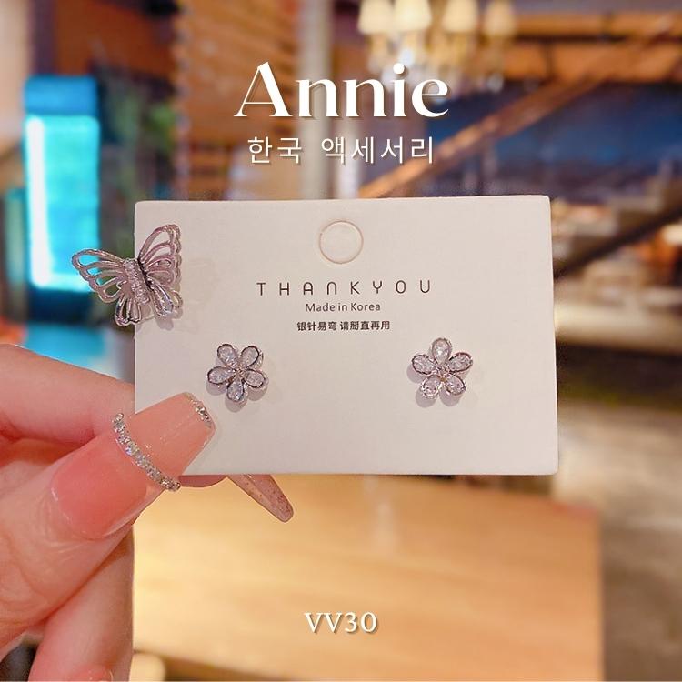 Bông tai bạc kẹp vành titan không gỉ cao cấp phong cách cá tính thời trang ANNIE VV30