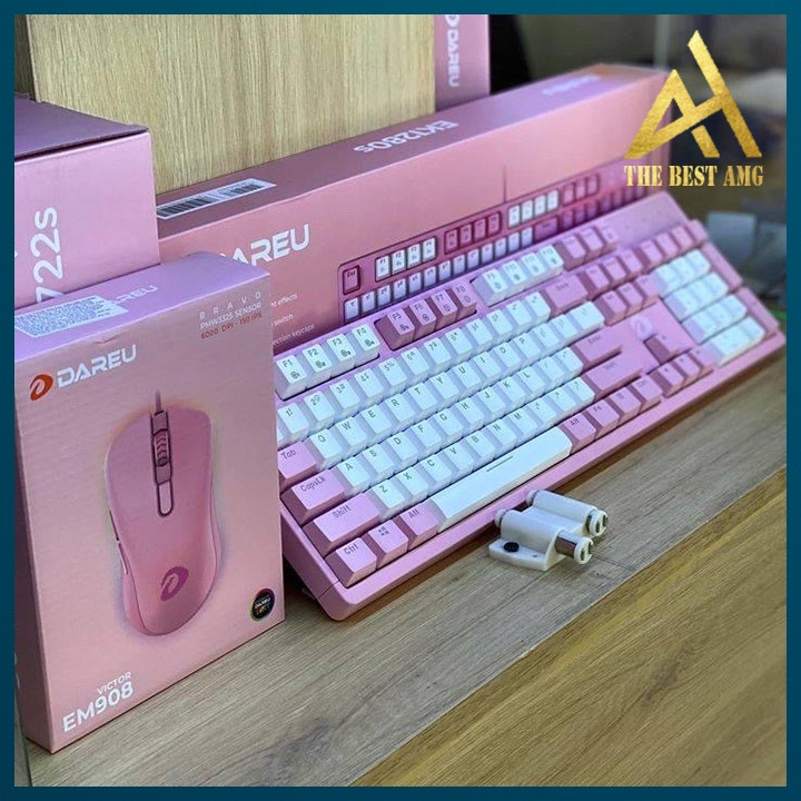 Bàn Phím Cơ Gaming Xuyên Led Dareu EK1280S Màu Trắng Hồng Bàn Phím Máy Tính Có Dây Chơi Game