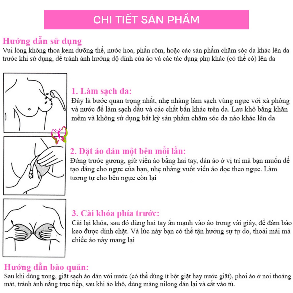 Áo dán nâng ngực hình ovan, miếng dán nâng ngực nút gài dùng nhiều lần, tiện lợi, thay áo ngực (MS 01013) Anna Shop