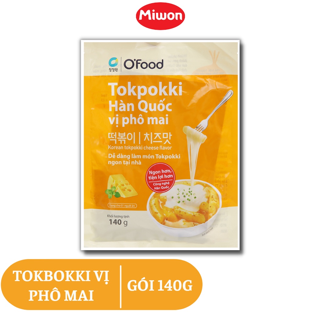 Tokbokki Hàn Quốc O'Food gói 140g vị phô mai, có kèm theo sốt nấu, hạn sử dụng 12 tháng