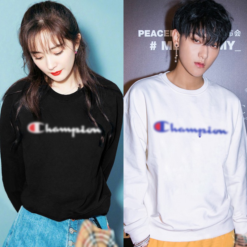 Áo thun sweater Hàn Quốc dáng rộng dài tay cổ tròn cho cặp đôi