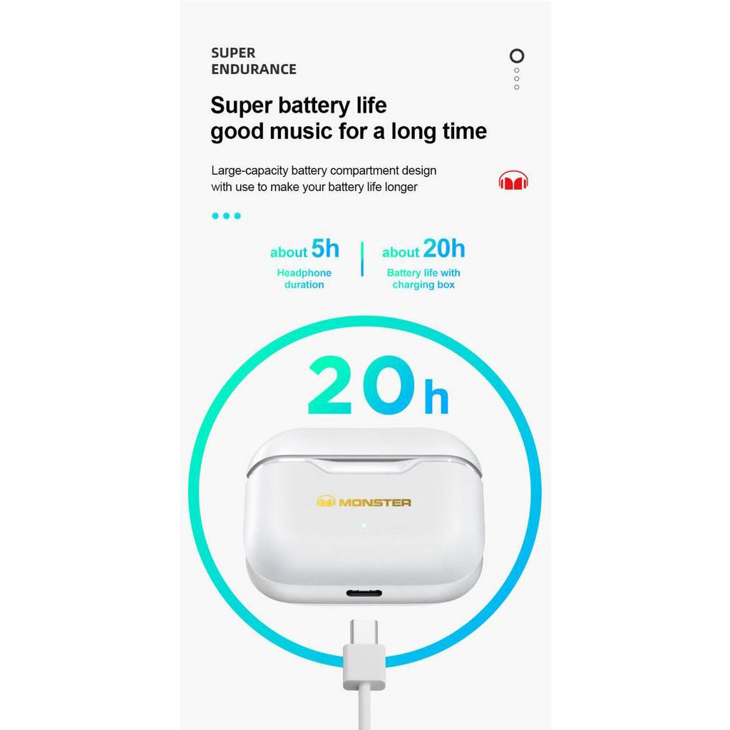 Tai nghe nhét tai Monster XKT02 Bluetooth 5.1 TWS âm thanh siêu trầm với phụ kiện