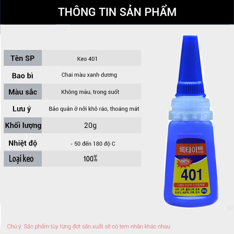 Keo 401 chính hãng, keo dán móng 401 loại 100% siêu chắc nail 20g