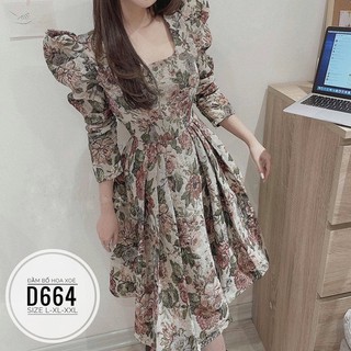 Bigsize Đầm bố hoa xoè D664