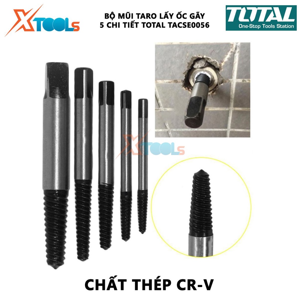 Bộ mũi taro lấy ốc gãy 5 chi tiết TOTAL TACSE0056 |  Bộ 5 mũi ven răng 3-18mm [CHÍNH HÃNG] [XTOOLs]