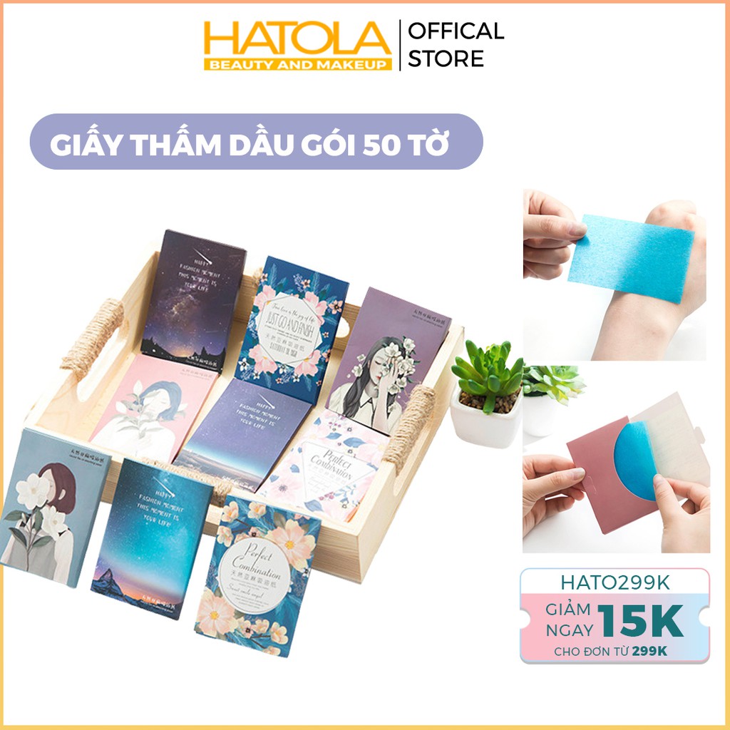 Giấy thấm dầu gói 50 tờ làm sạch da kiểm soát dầu HATOLA