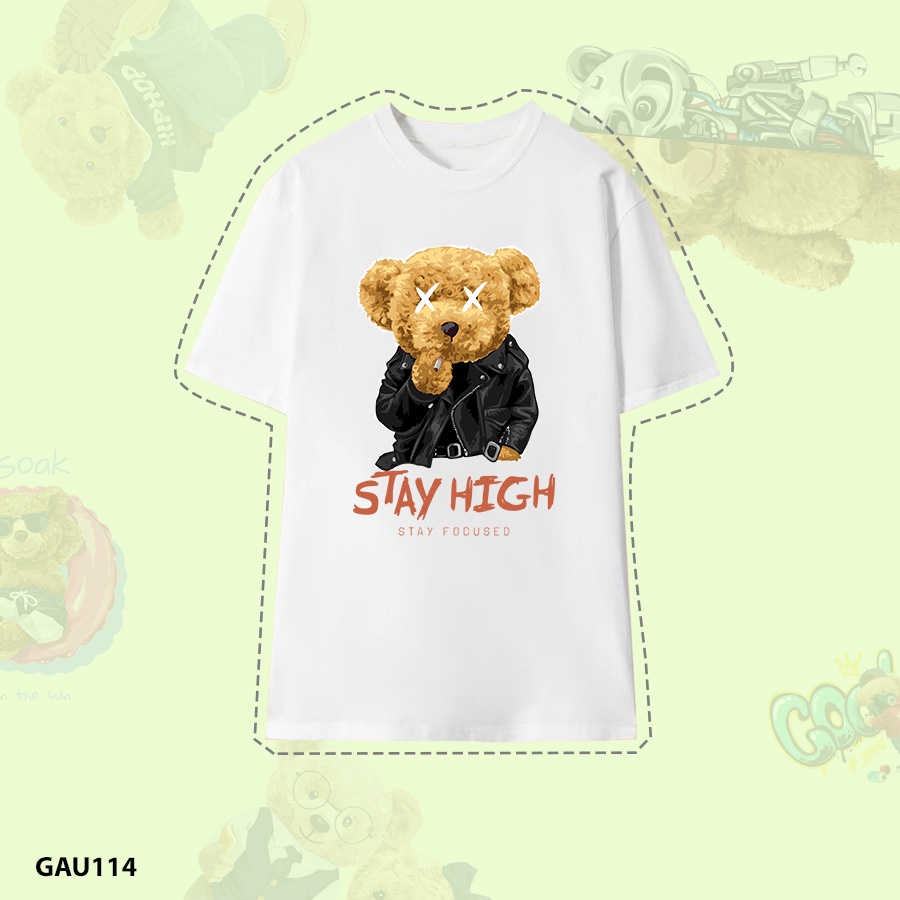 Áo GẤU Hot Trend - Vải 100% Cotton Thoáng Mát, Tay Ngắn, Nam Nữ Đều Mang Được, Size S - 5XL Mã GAU114 Form Rộng