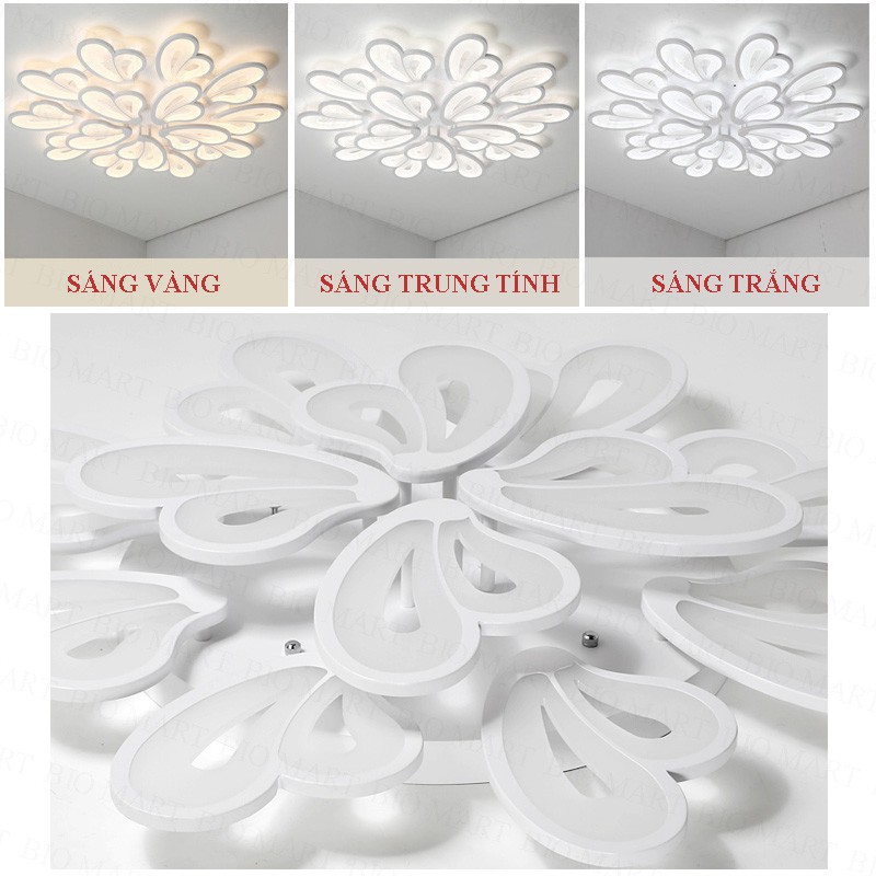 Đèn Ốp Trần Trang Trí – Đèn Âm Trần Trang Trí Phòng Khách, Gồm 3 Chế Độ Ánh Sáng, Có Điều Khiển Từ Xa Tiện Dụng – BIO143