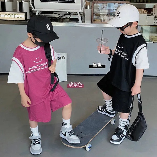 Set Đồ 2 Món Gồm Áo Thun Và Quần Short Thời Trang Hàn Quốc Chất Lượng Cao Cho Bé Trai Từ 3 Đến 4 Đến 5 Đến 6 Đến 7 Đến 8-9 - 10 Đến 11 Tuổi