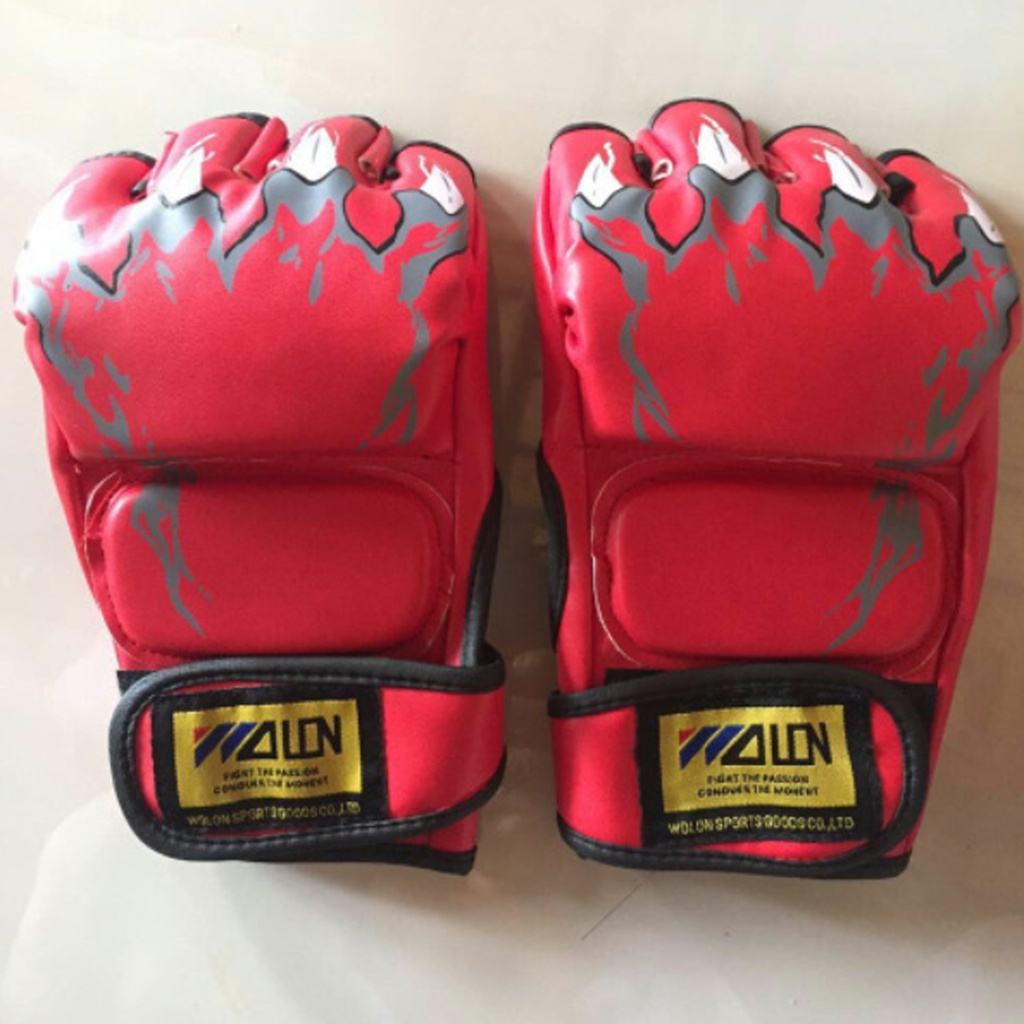 Găng Bao Tay MMA Wolon Hở Ngón Cao Cấp – Bộ Găng Tay Tập Đấm Bốc Muay Thái Bọc Da PU Hãng Amalife - 1 Đôi