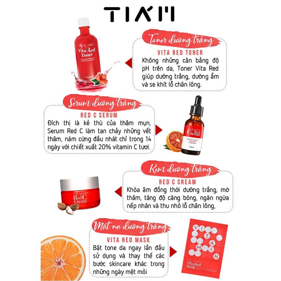 Mặt Nạ Chiết Xuất Vitamin C Dưỡng Sáng Da TIA'M My Signature Vita Red Mask 23ml