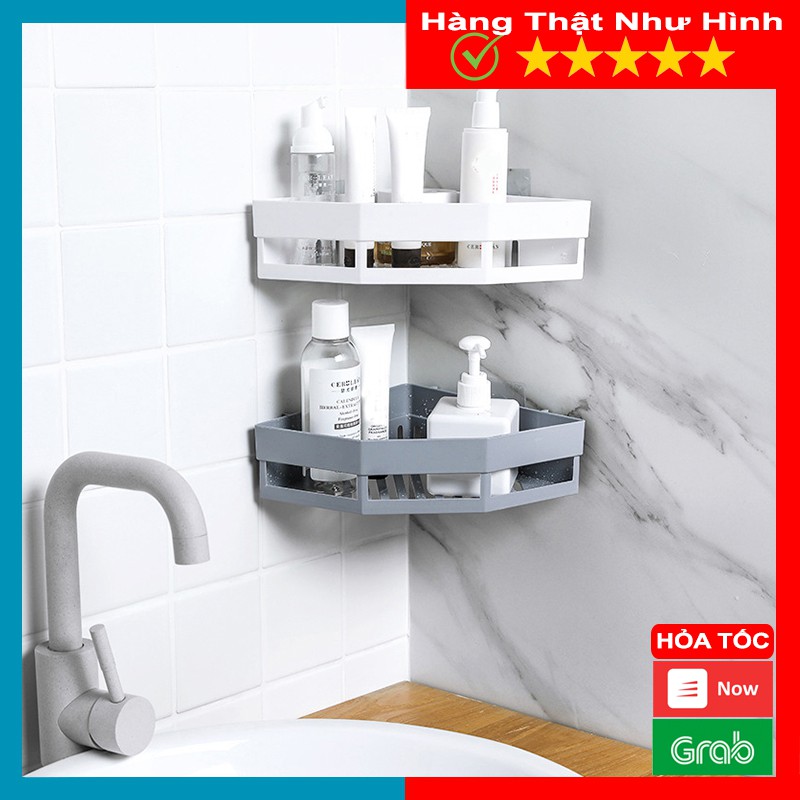 Kệ Tam Giác Dán Tường Để Đồ Nhà Tắm Bằng Nhựa Cao Cấp "Không Cần Khoan" Tiện Lợi