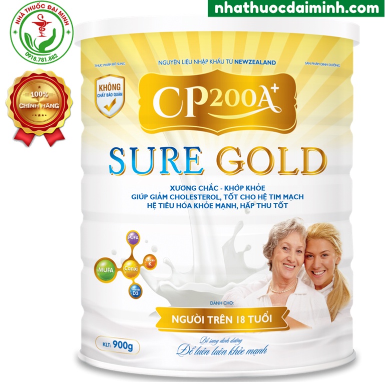 Sữa Bột CP 200A+ SURE GOLD 900g - Xương Chắc, Khớp Khỏe, Giúp Giảm Cholesterol, Tốt Cho Hệ Tim Mạch