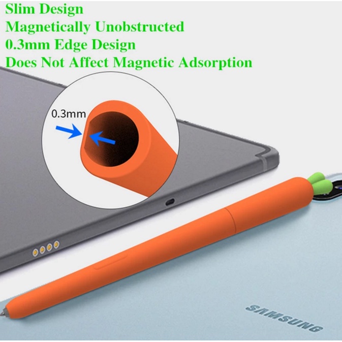 Vỏ silicon hình củ cà rốt cho bút cảm ứng Samsung Galaxy Tab S6 Lite S7 S7 plus Fe S8 S9 PLUS ULTRA