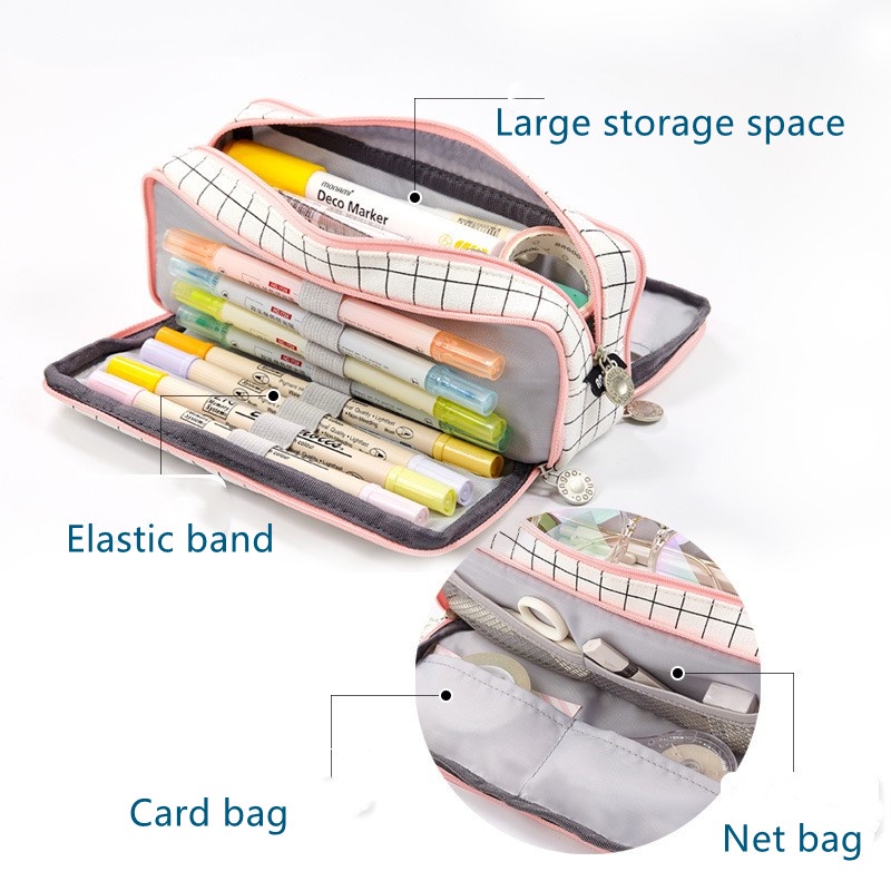 Túi đựng bút bằng vải Canvas nhiều ngăn đa năng sáng tạo