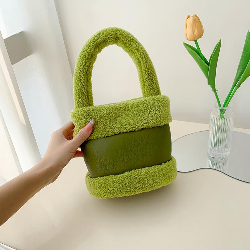 Túi Xách Tay Phối Lông Nhung Thời Trang Thu Đông Mới 2022