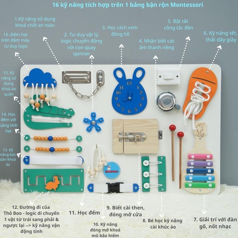 Busy board bảng bận rộn BUNNYBOO Đồ chơi giáo dục thông minh phát triển tư duy kĩ năng tăng khả năng tập trung cho bé