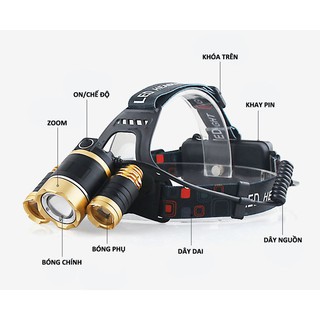 Đèn pin đeo đầu 3 bóng siêu sáng T6