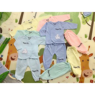 Combo 10 bộ dài sơ sinh cho bé, bộ dài khuy vẹo cho bé, bh