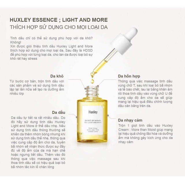 Combo Dưỡng Sáng, Làm Dịu Da Chiết Xuất Xương Rồng Huxley (Serum Light And More 30ml + Kem Fresh And More 50ml )