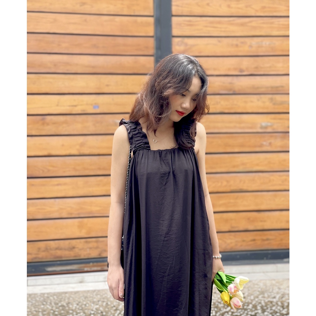 (HÀNG SẴN - ẢNH THẬT) Váy maxi đi biển 2 tay cánh điệu, đầm midi đi chơi, dạo phố xinh xắn