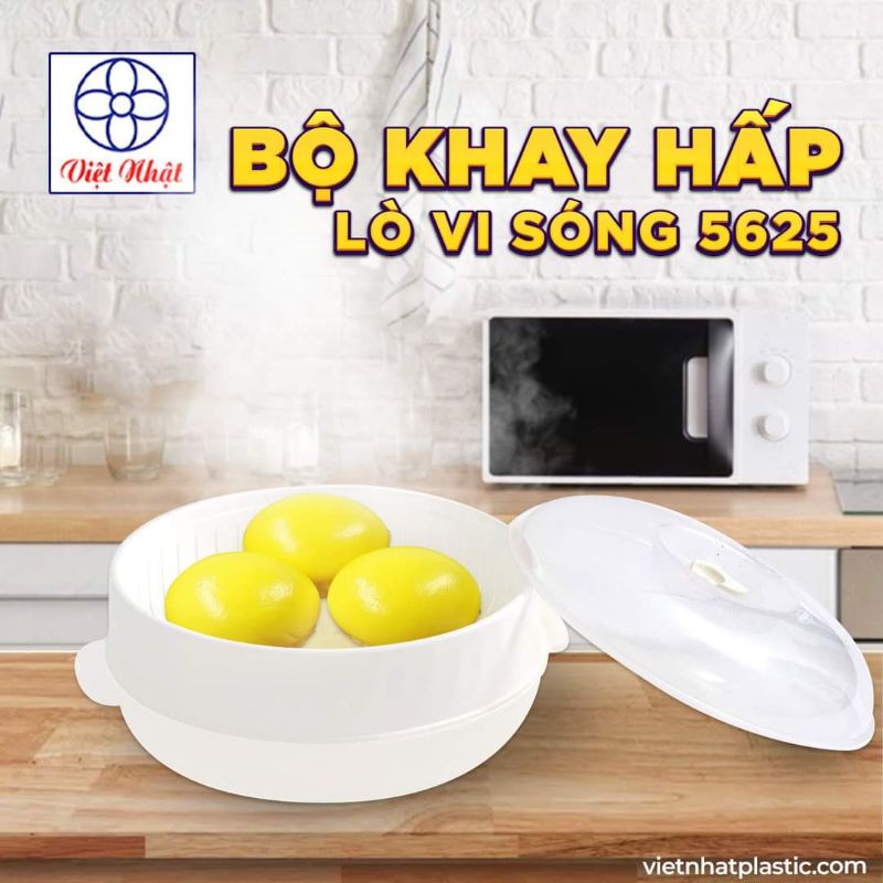 Bộ khay hấp thức ăn lò vi sóng chịu nhiệt Việt Nhật