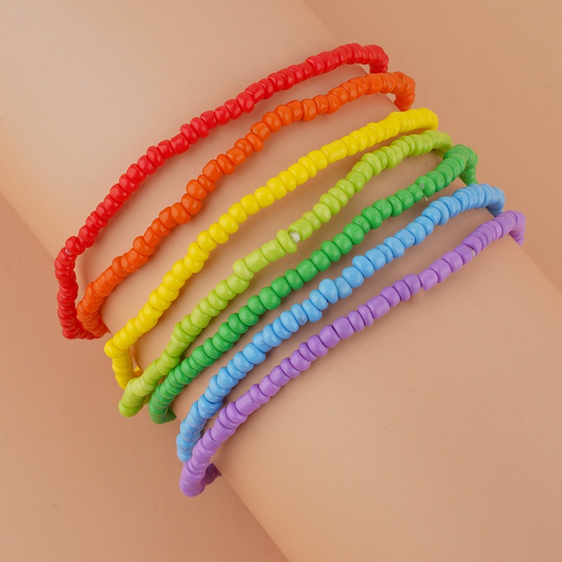 Set 7 vòng đeo tay RINHOO FRIENDSHIP màu cầu vồng đơn giản thời trang cho nữ