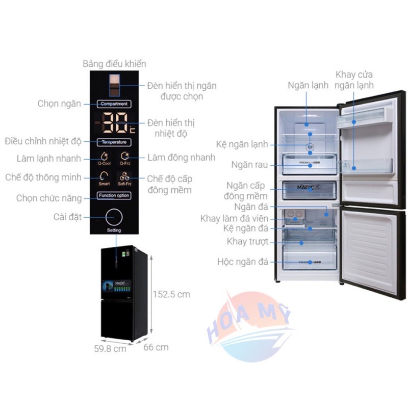 Tủ lạnh AQUA Inverter 260 lít AQR-I298EB (BS)