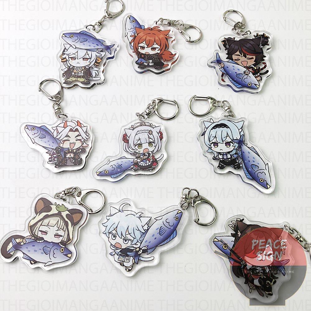 ( Mica trong acrylic ) Móc khóa xinh xắn Genshin Impact ver CÁ anime chibi