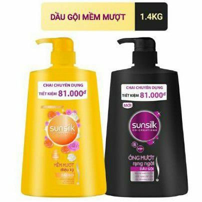 Dầu gội Sunsilk 1.4kg mềm mượt và óng mượt chai lớn