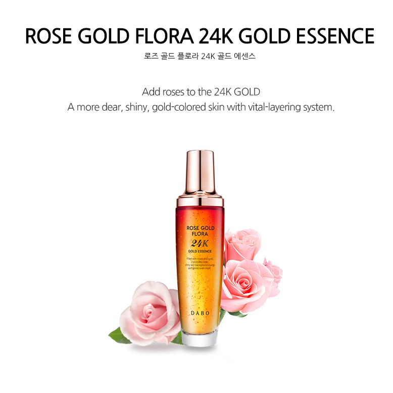 Tinh chất serum trắng da, chống lõa hóa, xóa xạm nám từ vàng 24K DABO Rose Gold Flora 24k Gold Essence Hàn Quốc130ml