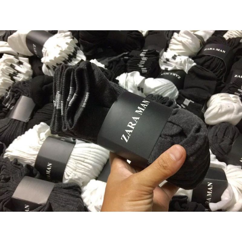 Tất Zara Man trơn cổ ngắn