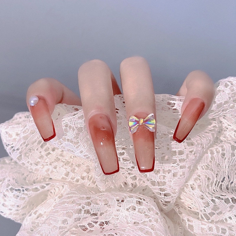 Hộp 24 Móng Tay Giả 3D Thời Trang Kèm Keo Dán