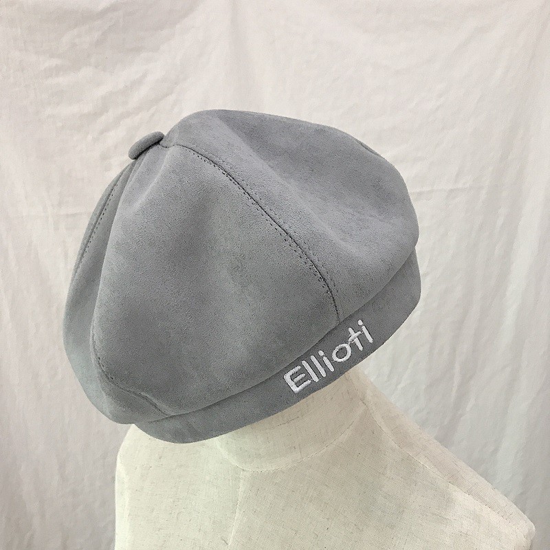 Mũ beret dáng suông thêu chữ thời trang Harajuku Hàn Quốc