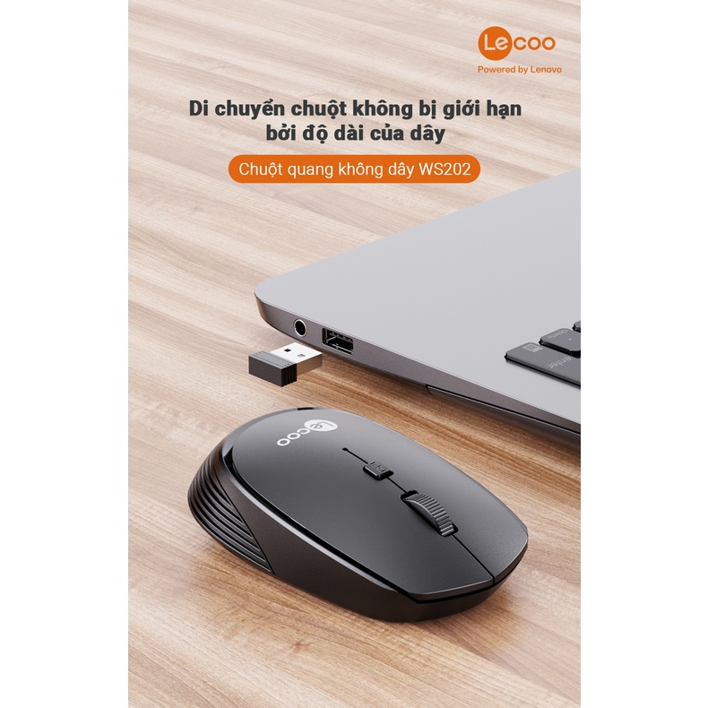 Chuột Không dây Lenovo Lecoo WS202 - Hàng Chính Hãng