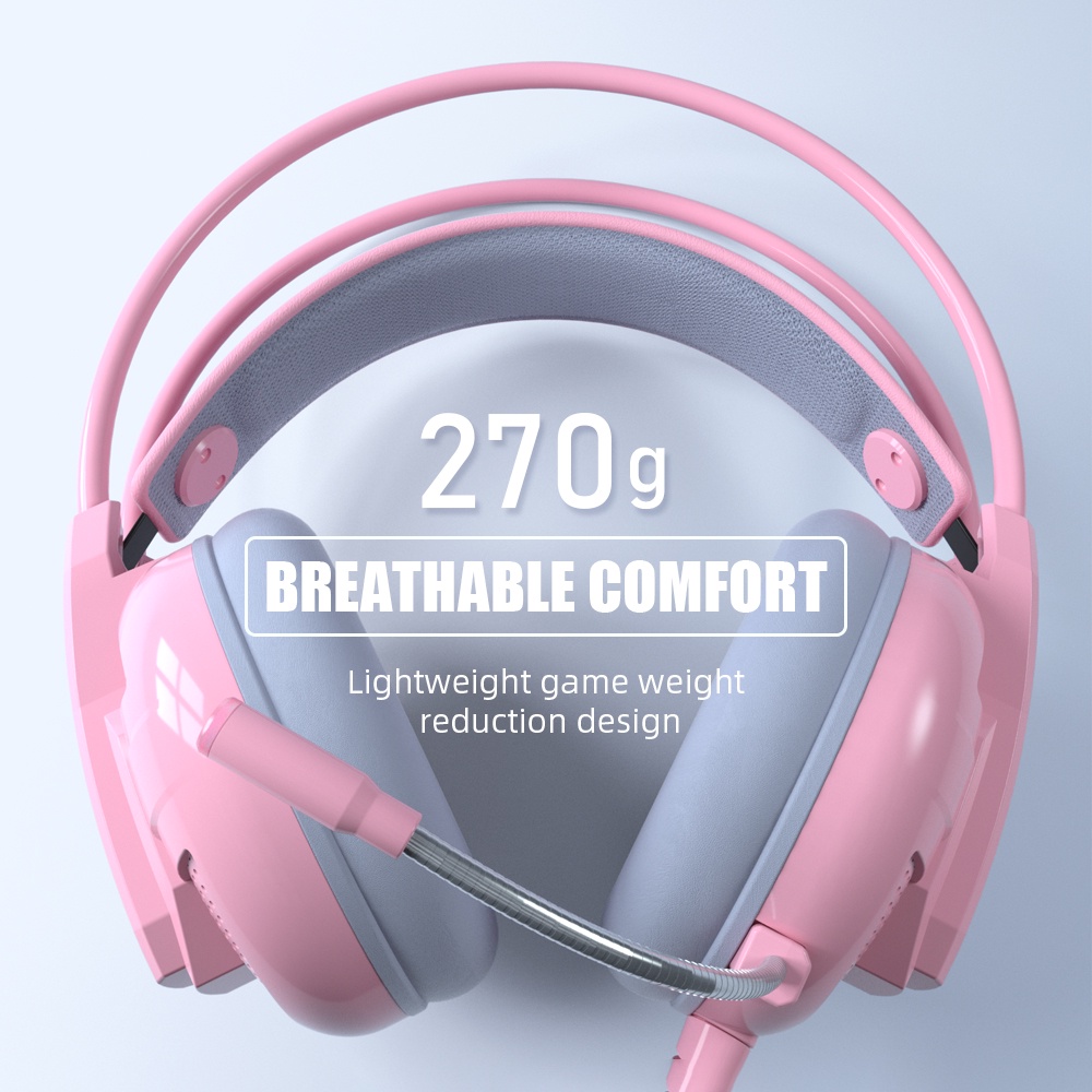 Tai Nghe Chụp Tai Gaming Có Mic Có dây Máy Tính Chơi Game thủ Chuyên Dụng Màu Hồng Nhiều Màu tai nghr có micro kèm Gameming headphone co day Pink Cute Gameing headset PC tai nge nữ trẻ em