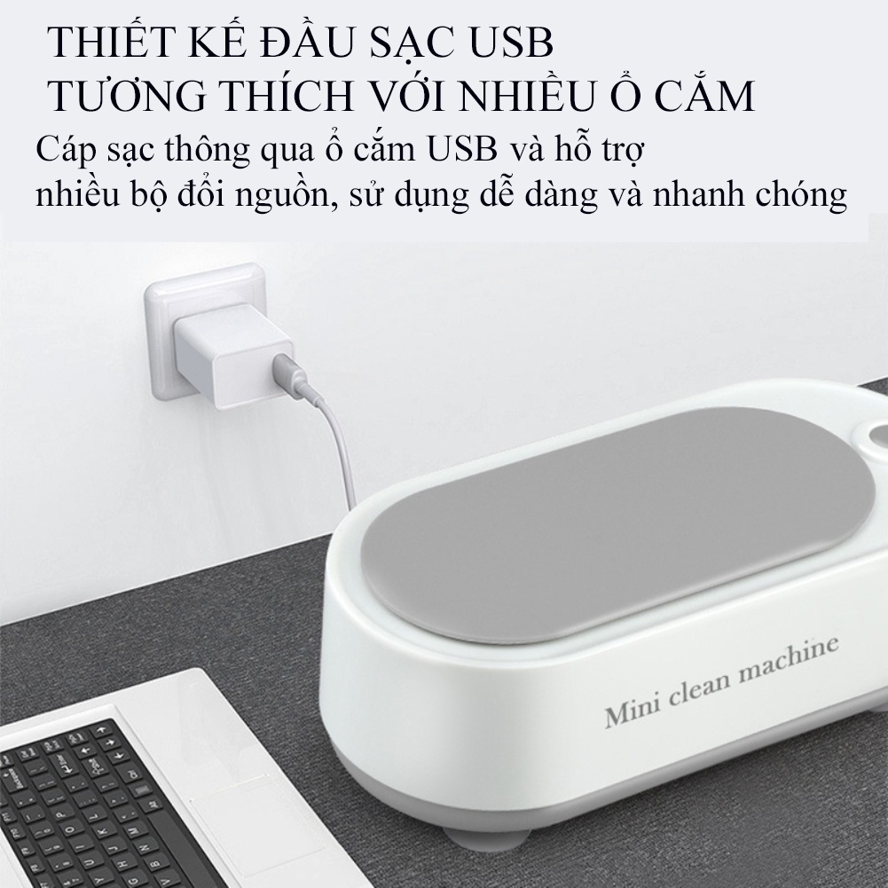 Máy Rửa Trang Sức Sóng Siêu Âm Nano Siêu Sạch Đa Năng Chuyển Rửa Các Phụ Kiện Thời Trang Như Kính Mắt, Nhẫn, Dây Chuyền