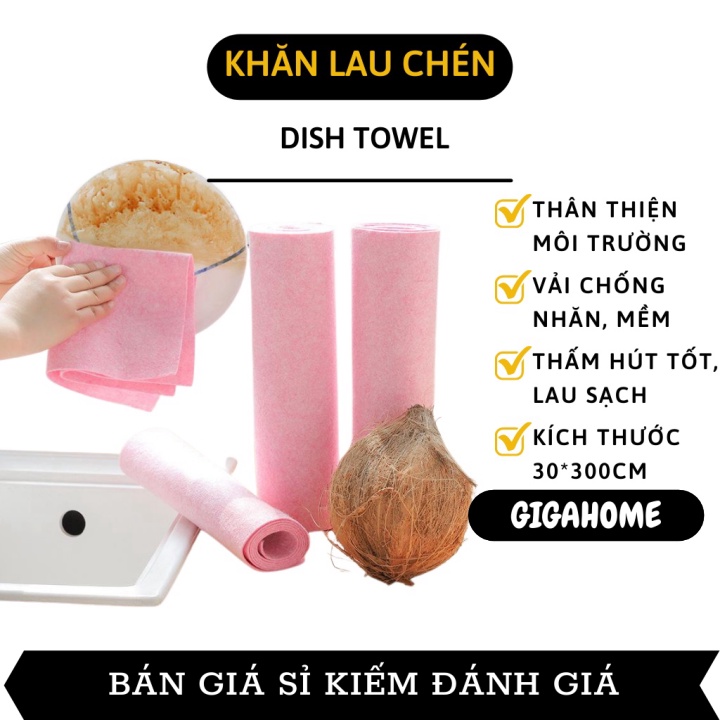 Khăn Lau Nhà Bếp GIGAHOME Cuộn Khăn Lau Chén, Dĩa 3m Đa Năng Làm Từ Vỏ Dừa, Thấm Hút Tốt 7310