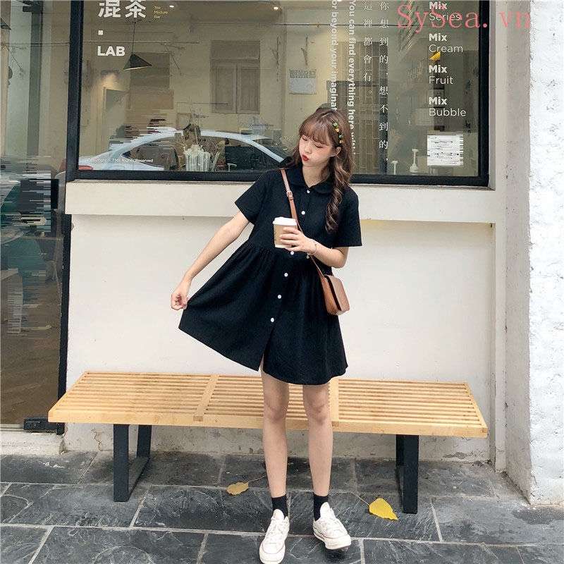 Đầm Chữ A Ngắn Tay Phong Cách Retro Hàn Quốc Nữ Tính | BigBuy360 - bigbuy360.vn