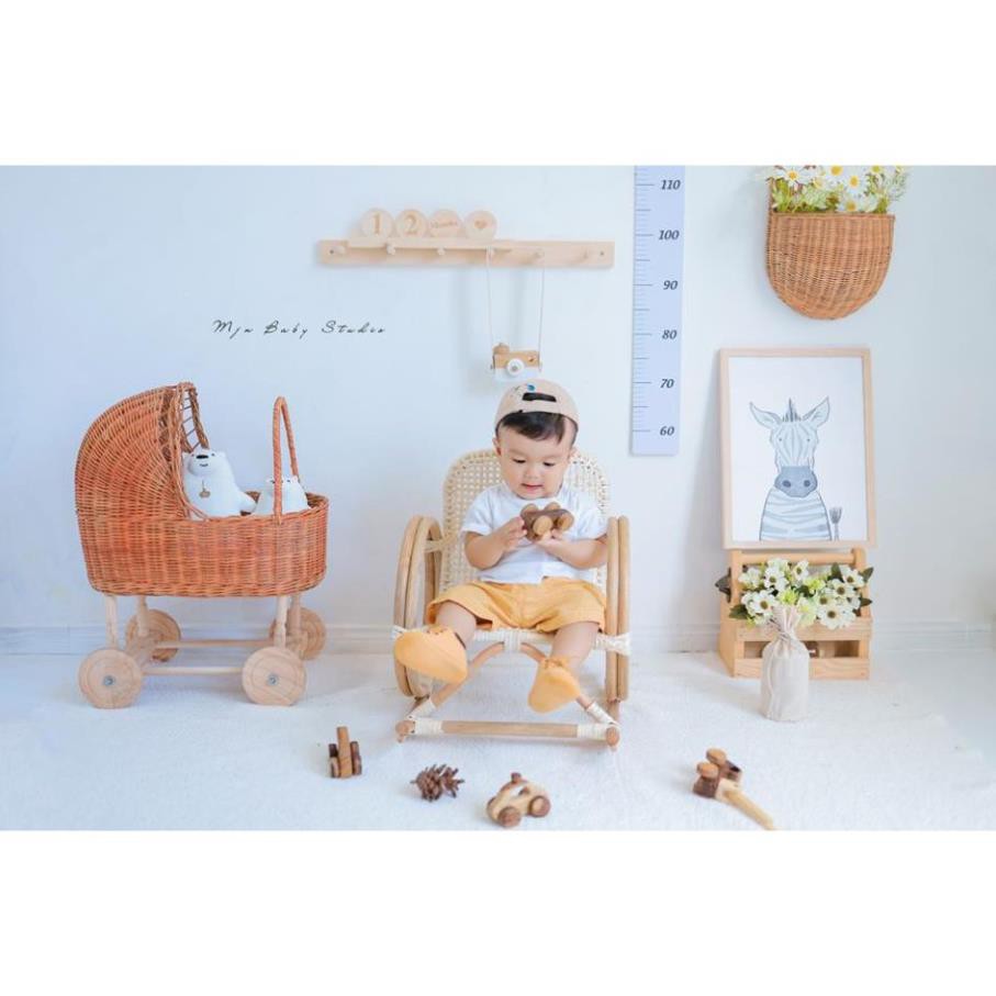 Props - Phụ kiện chụp hình siêu xinh cho các studio - Xe đẩy bằng mây Có ảnh thật
