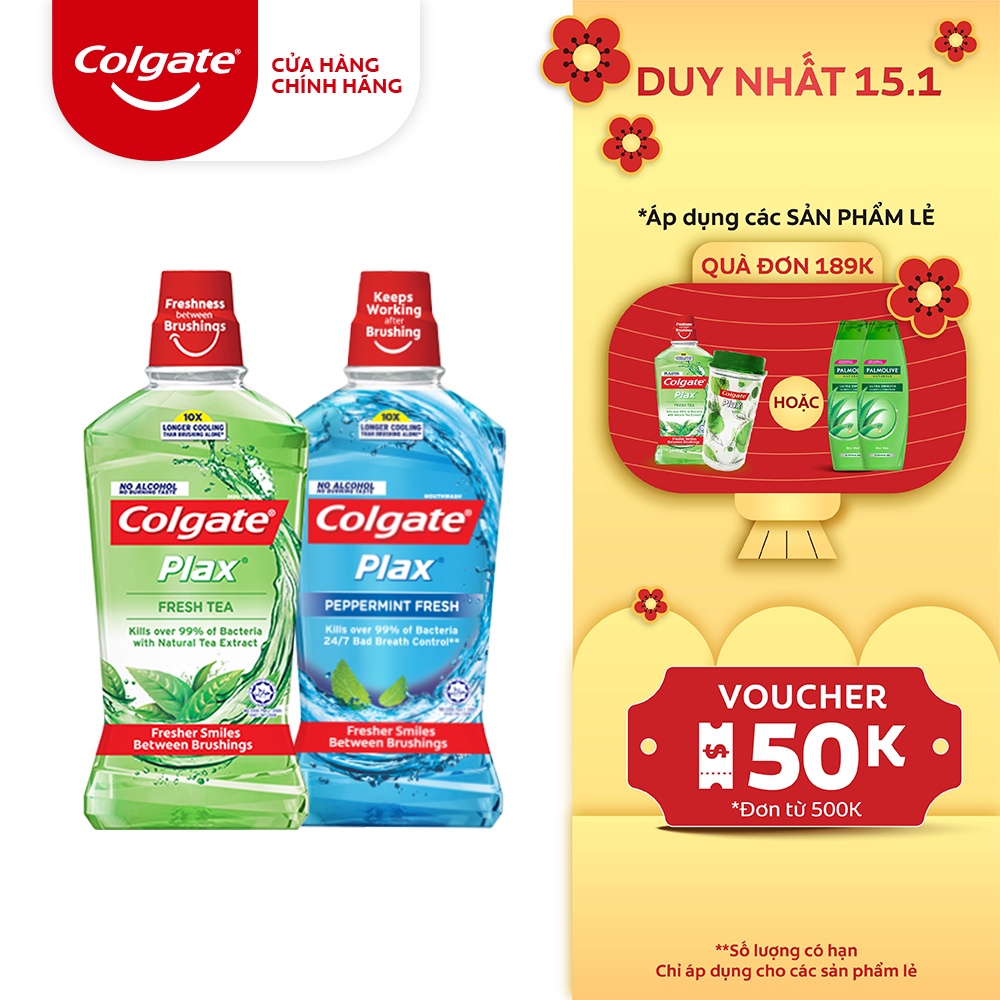 [Mã FMCGCO5 giảm 8% đơn 250K] Nước súc miệng Colgate kháng 99% vi khuẩn Plax 500ml/chai