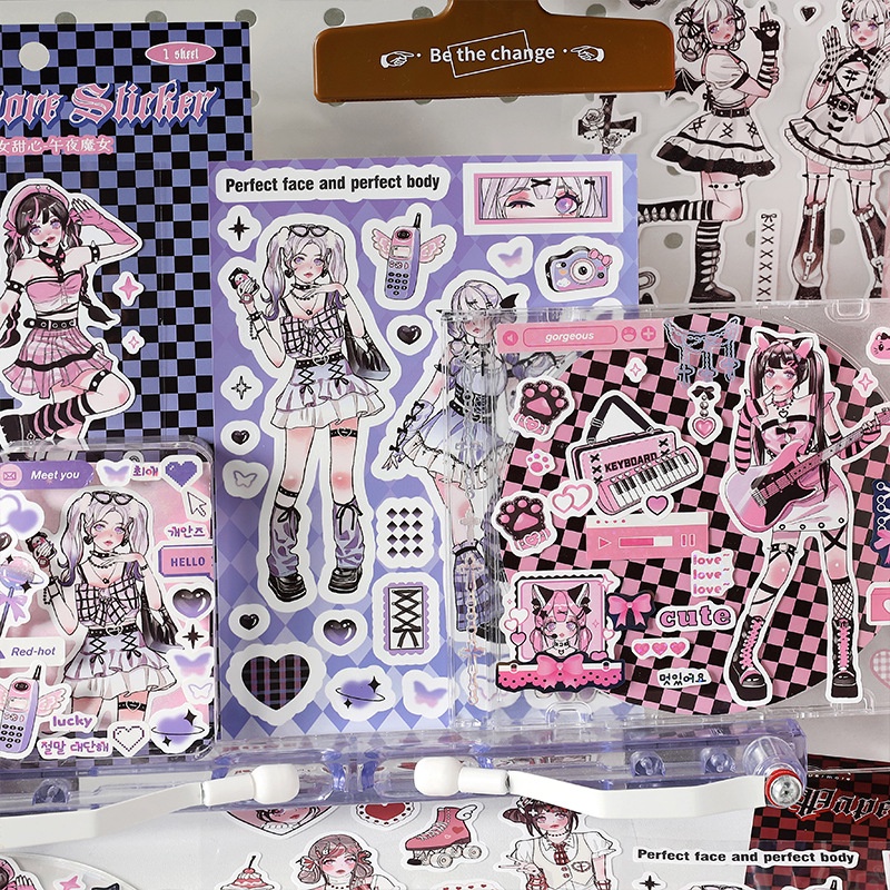 1 Tờ Sticker Dán Trang Trí Hình Cô Gái Dễ Thương