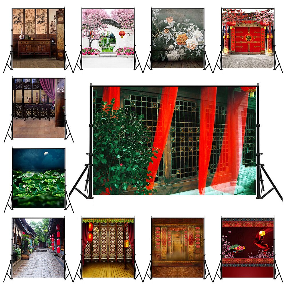 Phông Nền Chụp Ảnh Bằng Vải Phong Cách Trung Hoa Cổ Điển Kích Thước 5x7 Feet