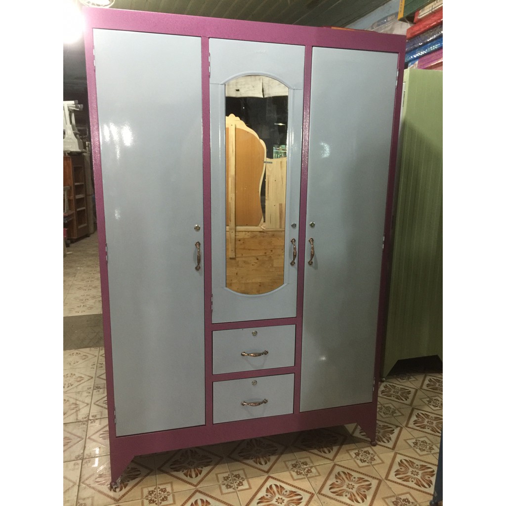 TỦ SẮT QUẦN ÁO 3 CÁNH GIÁ RẺ 1M8X1M2X45 MÀU XÁM TS3C-01