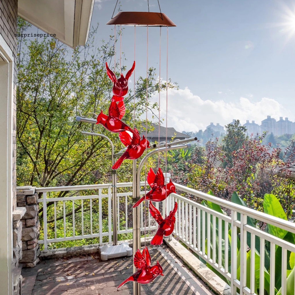 Chuông Gió Có Đèn LED Sử Dụng Năng Lượng Mặt Trời Hình Chú Chim Độc Đáo