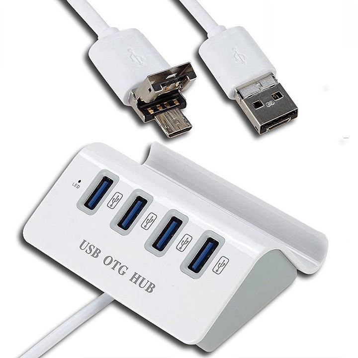Bộ chia cổng usb 1 ra 4 &amp; Đế sạc điện thoại 2 trong 1 - Dock sạc điện thoại - BỘ chia USB 4 cổng