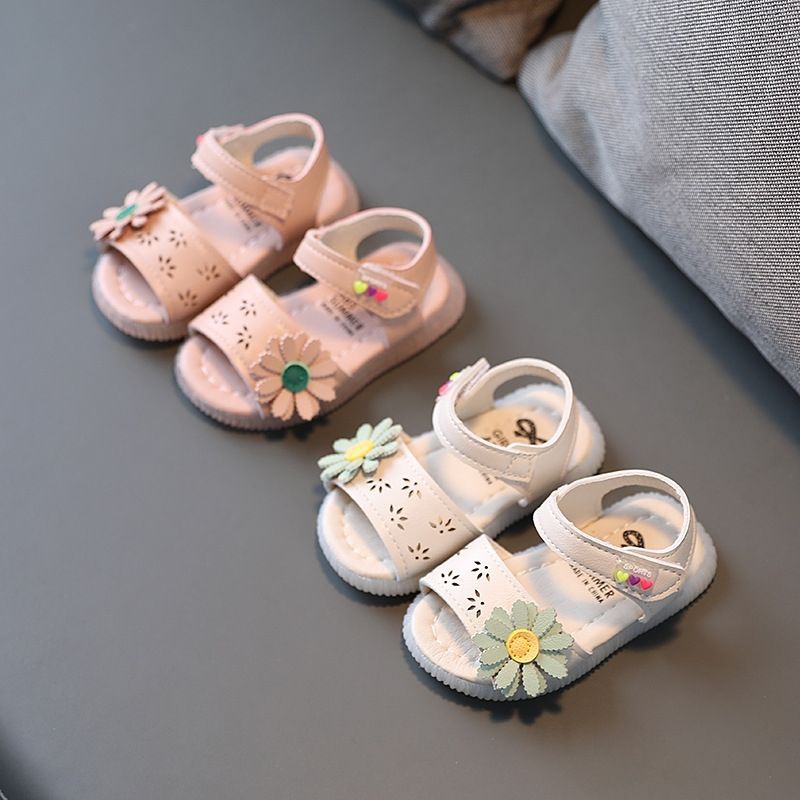 Sandal Dép Tập Đi Bé Gái Hoa Thêu Màu Pastel Cực Xinh,Da Siêu Mềm