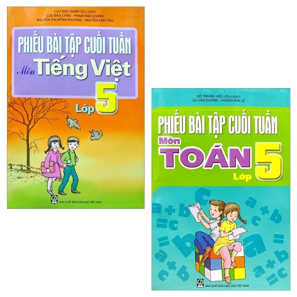 Sách - Combo phiếu bài tập cuối tuần môn Toán và Tiếng Việt lớp 5